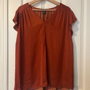 Jones New York Burnt Orange Relaxed Buttoned Blouse